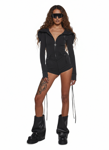 Eclipse Mask Hood Utility Black Romper