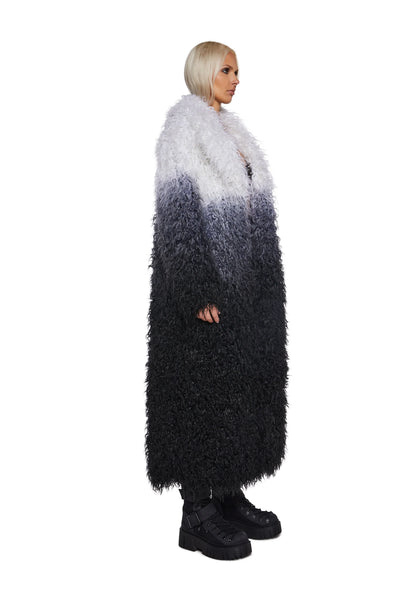 Arctic Shag Faux Fur Coat — Grey/White