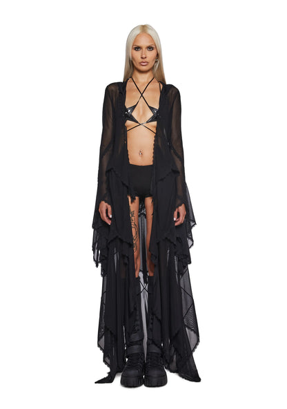 Lace Veil Duster — Black