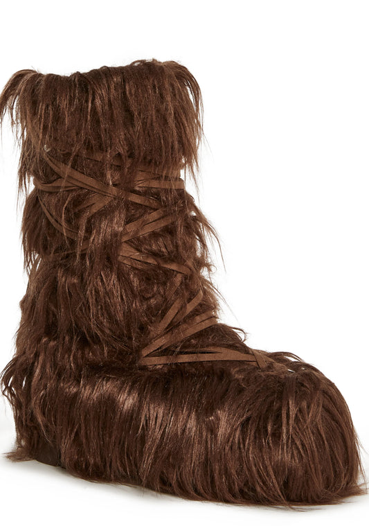 Warp Faux Fur Boots - Brown