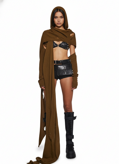 UNISEX Hooded Scarf Wrap Crop Top