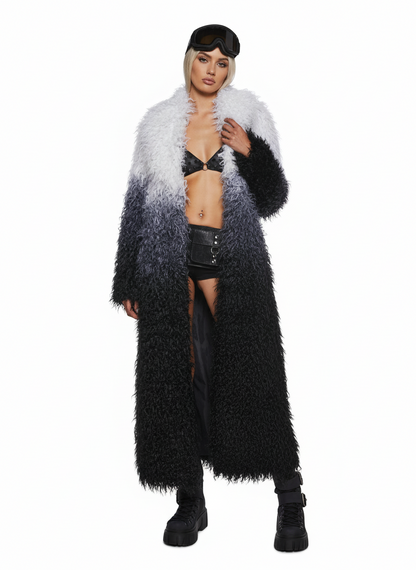 Arctic Shag Faux Fur Coat — Grey/White