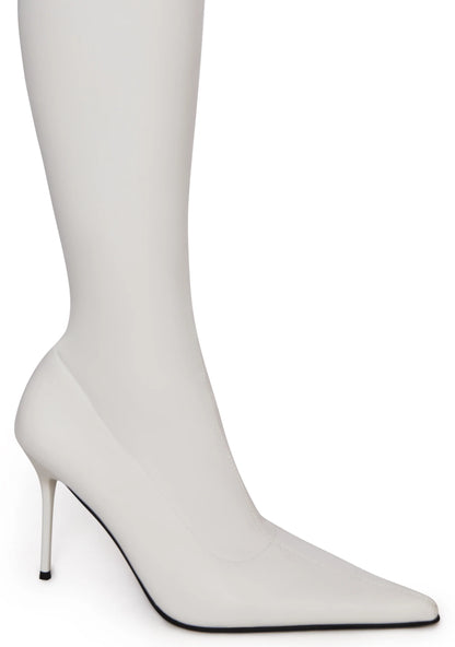 Thigh High Stretch Boots - White