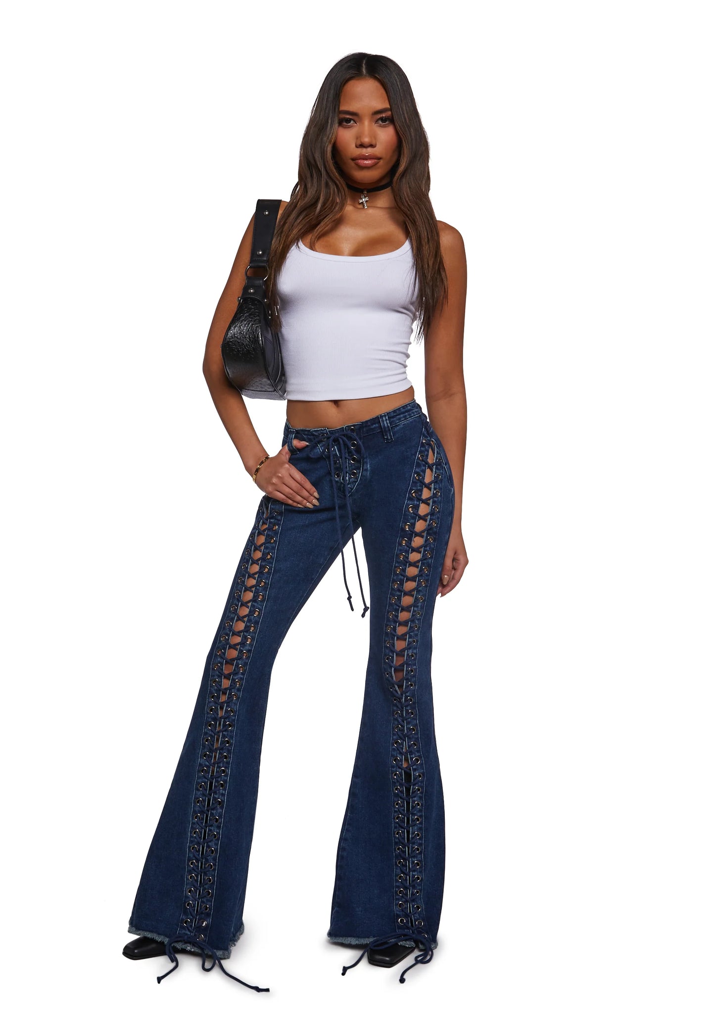 SHADOW Denim Lace-Up Flares