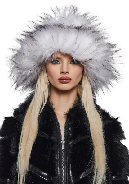 Faux Fur Bucket Hat — Dirty White