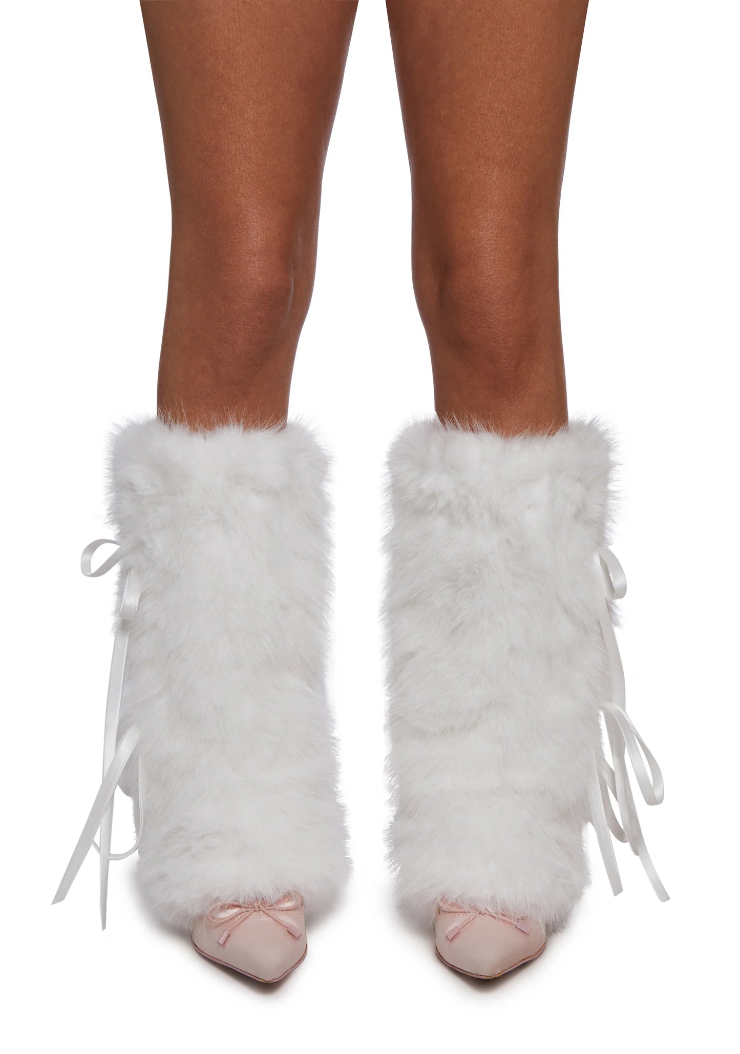 WHITE BOWS Leg Warmers