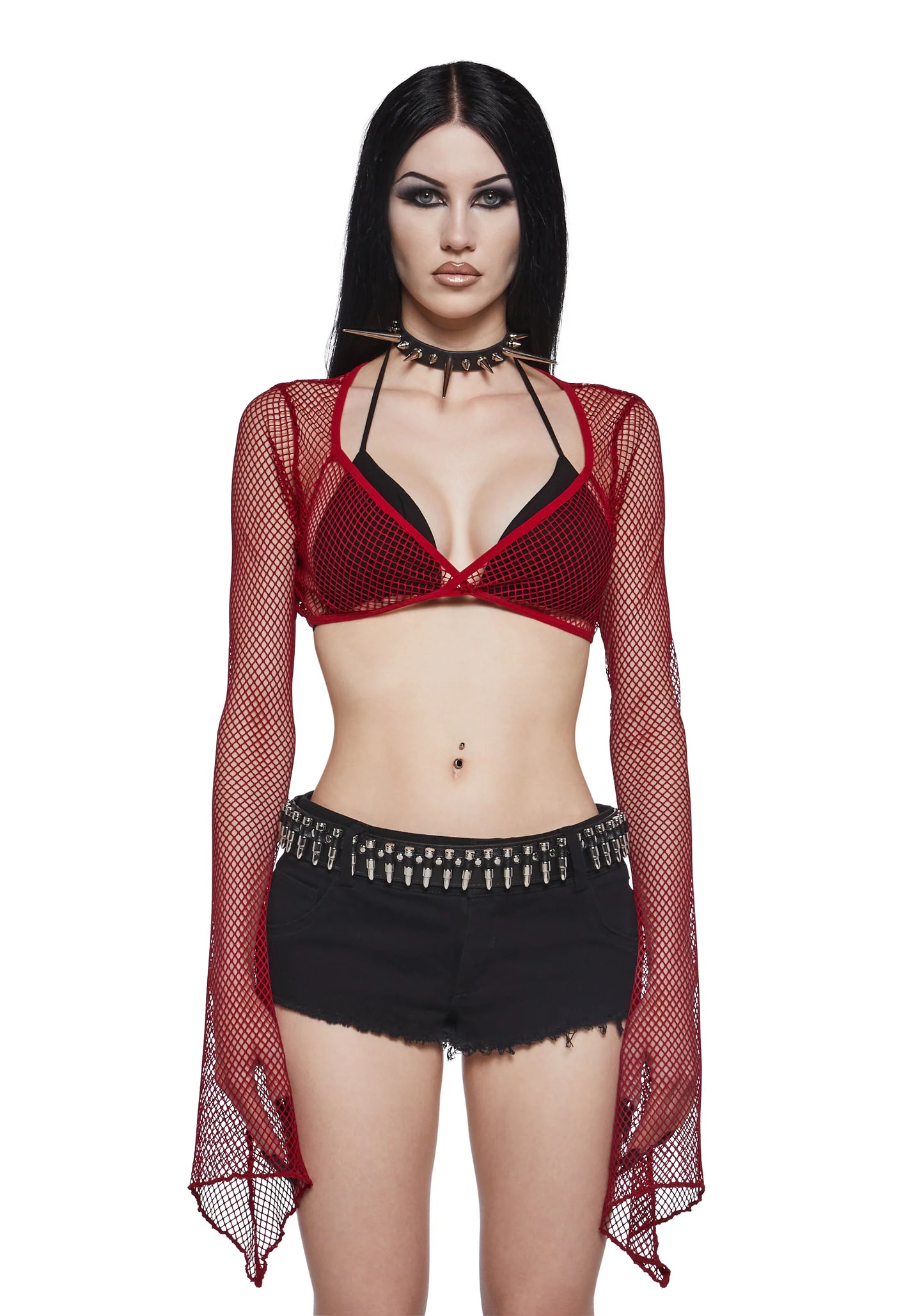 Glamour Fishnet Shrug – Red
