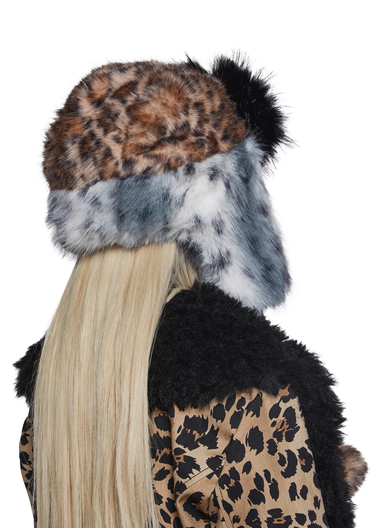 POM POMS Faux Fur Bucket Hat — Multi