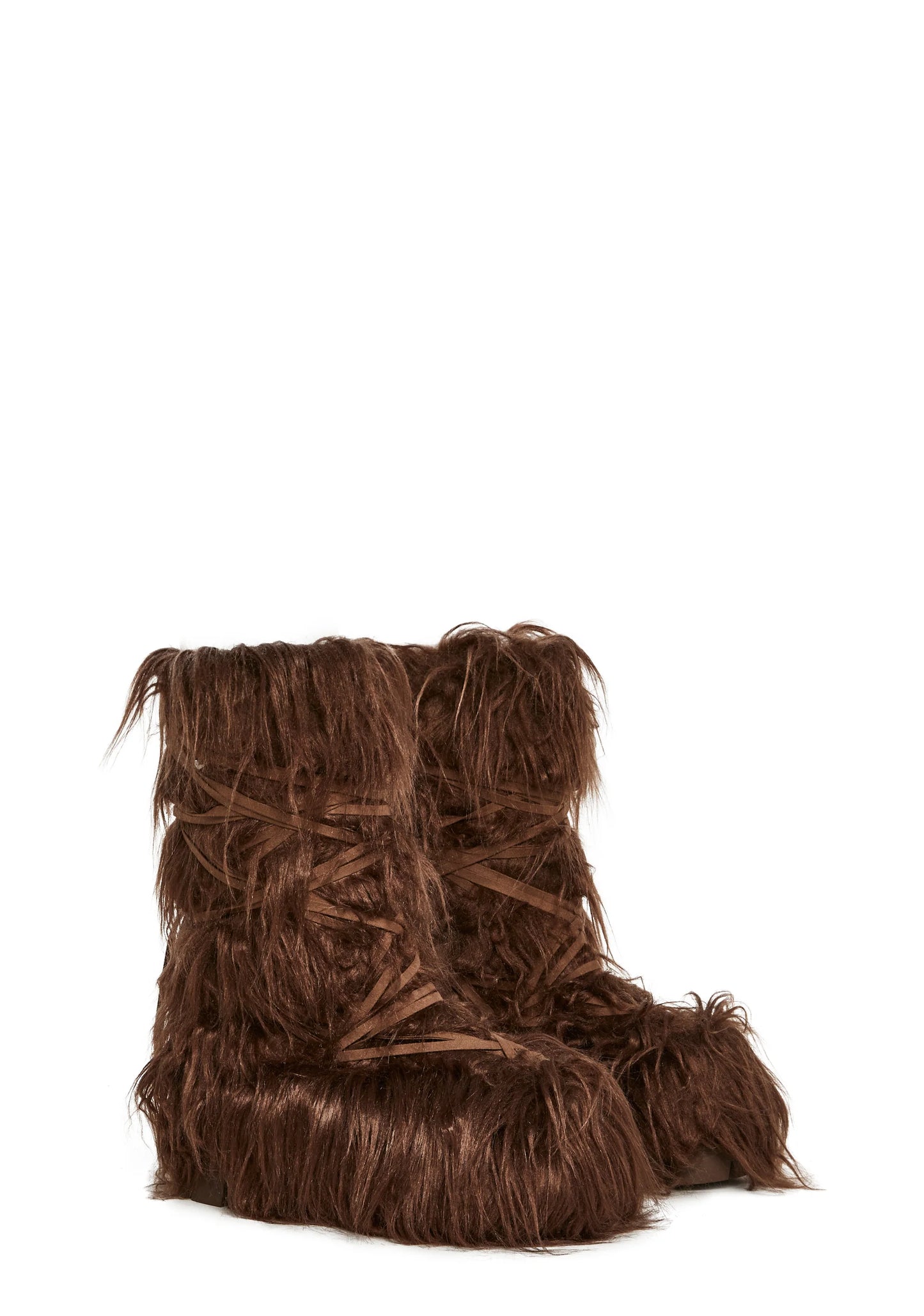 Warp Faux Fur Boots - Brown