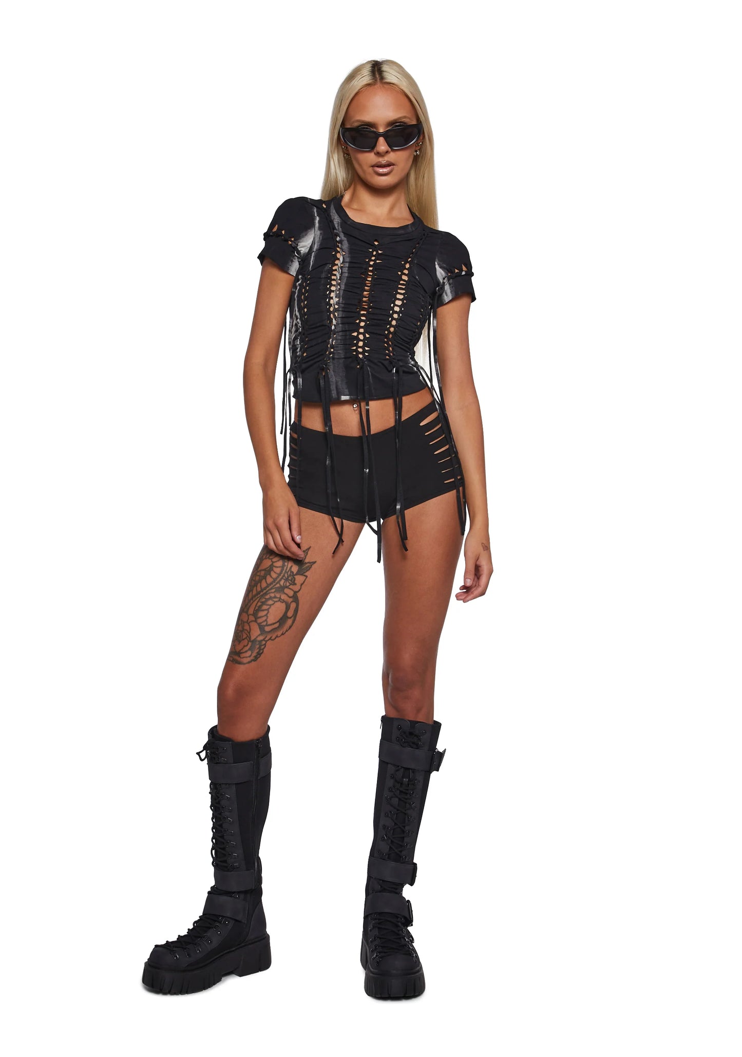 Visions Tie-Dye Crop Top – Black Acid