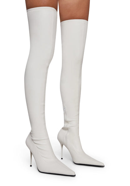 Thigh High Stretch Boots - White