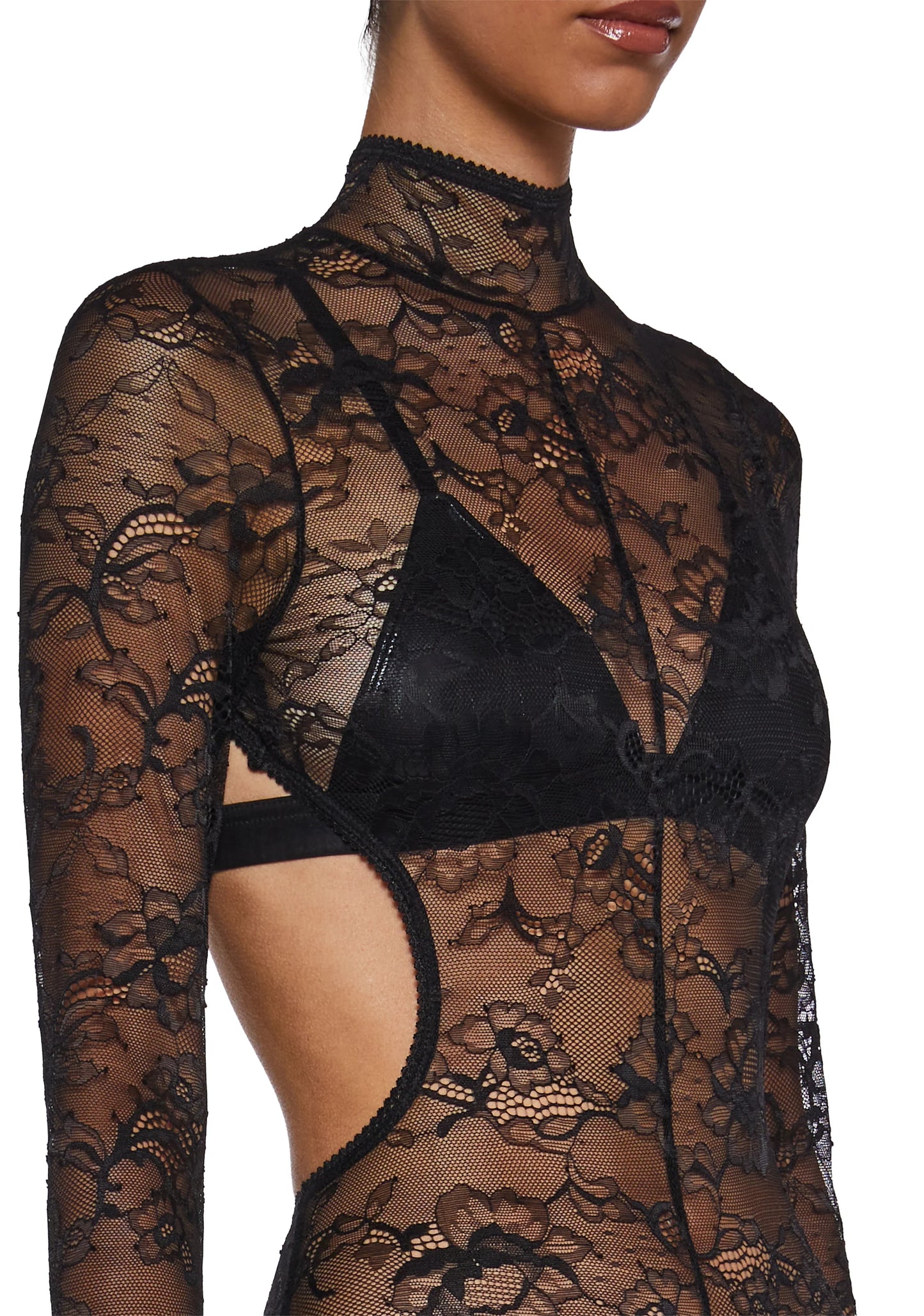 Sheer Affection Lace Romper – Black