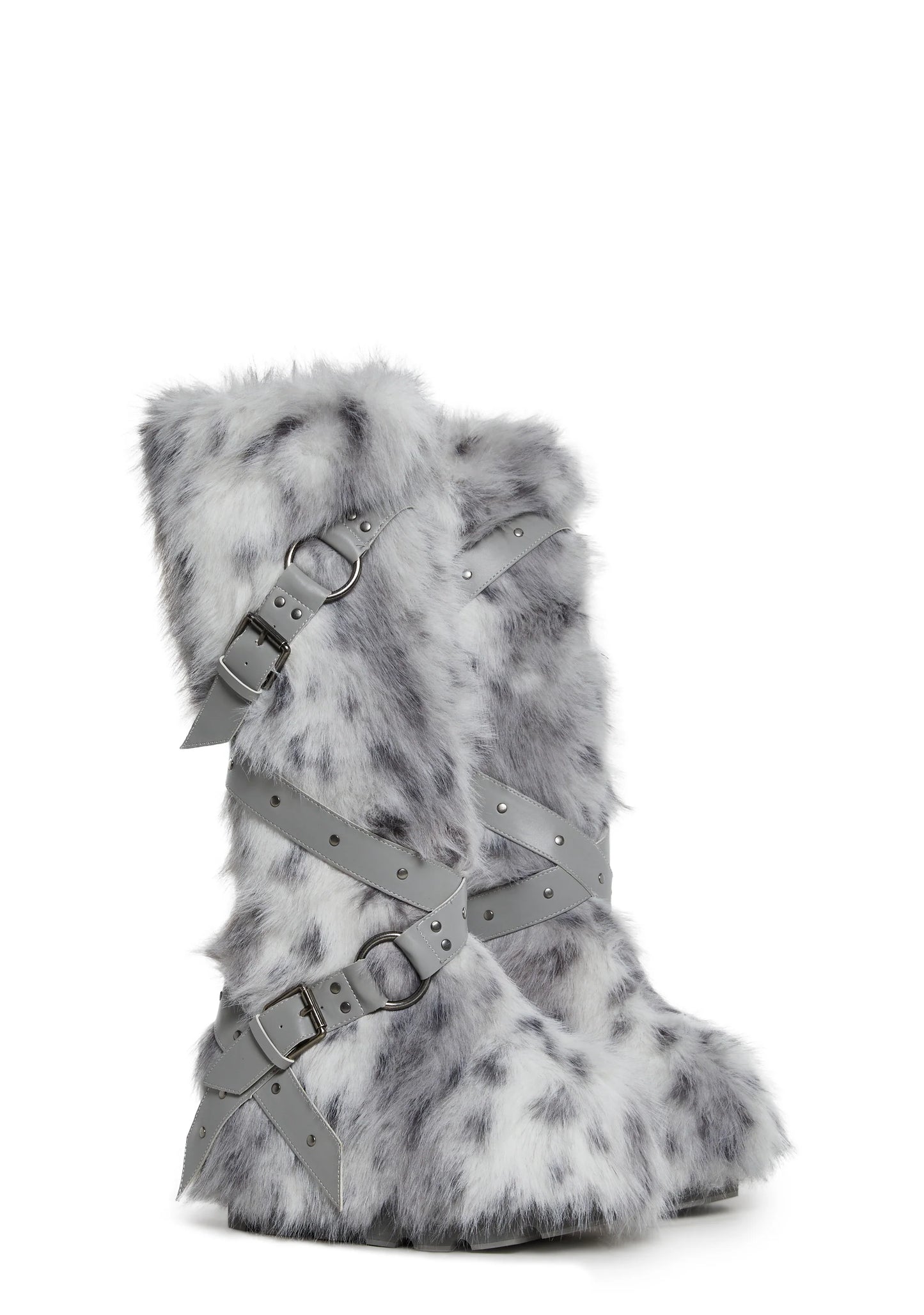 White High Faux Fur Boots
