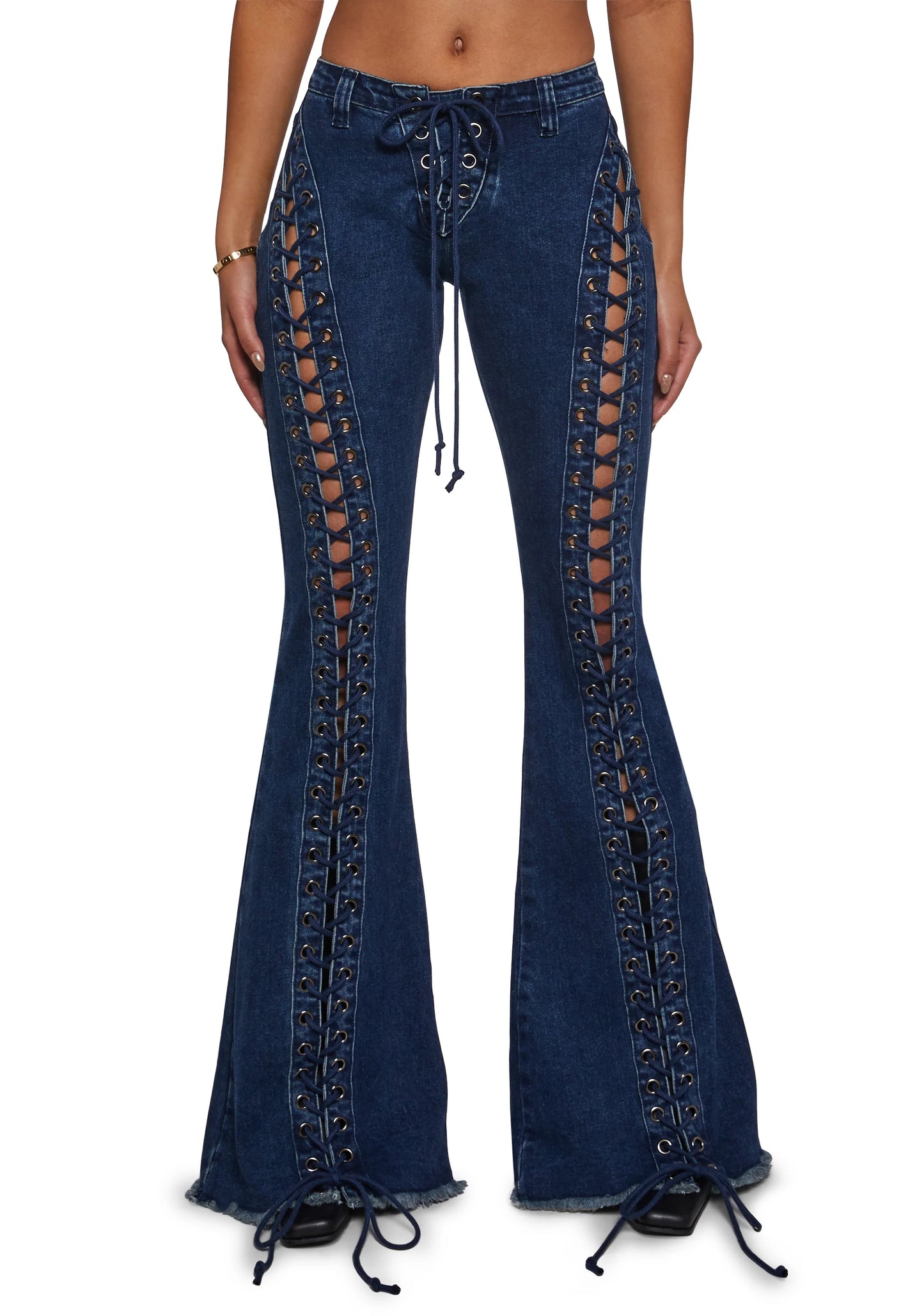 SHADOW Denim Lace-Up Flares
