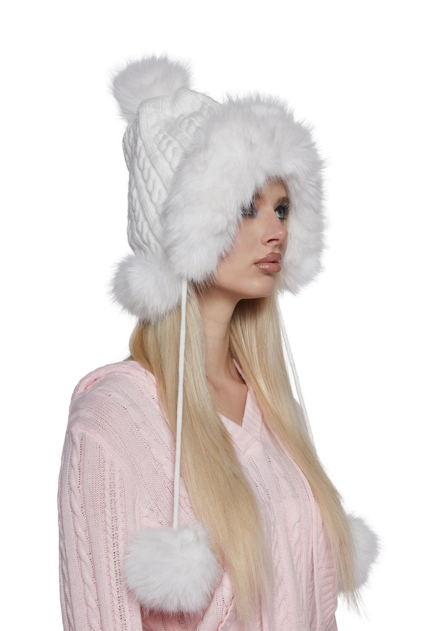 BUBBLE POP LUXE POM HAT – WHITE