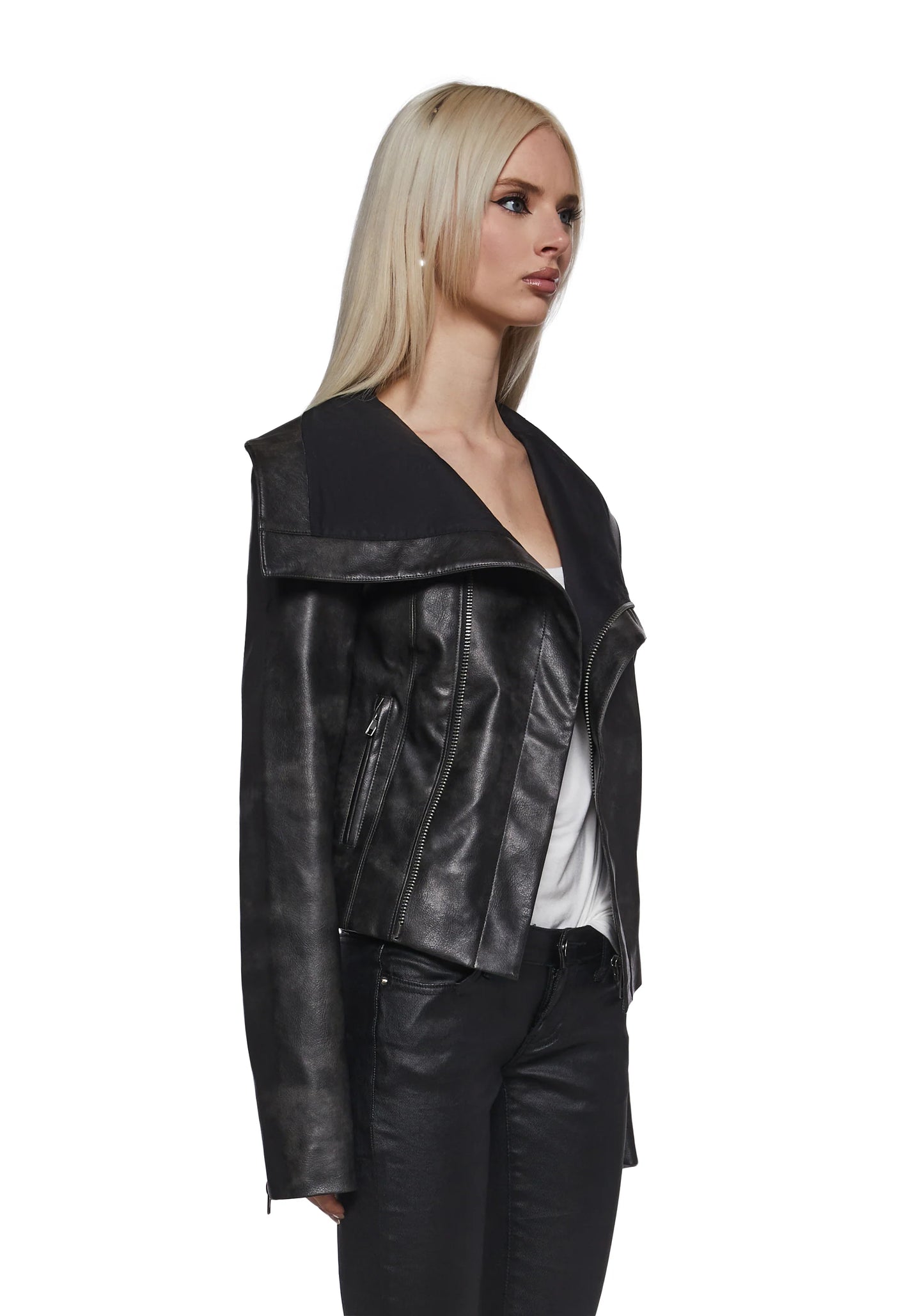 PIRIN Asymmetrical Vegan Leather Jacket