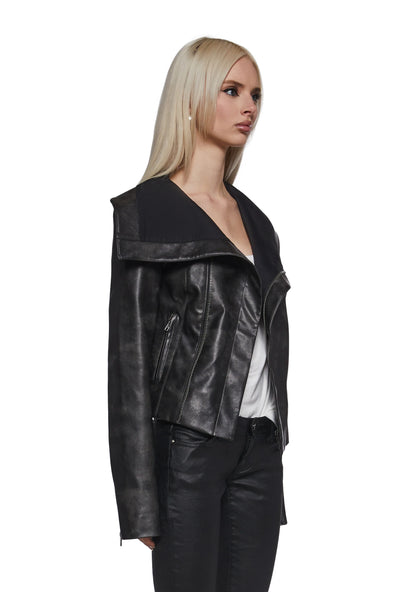 PIRIN Asymmetrical Vegan Leather Jacket