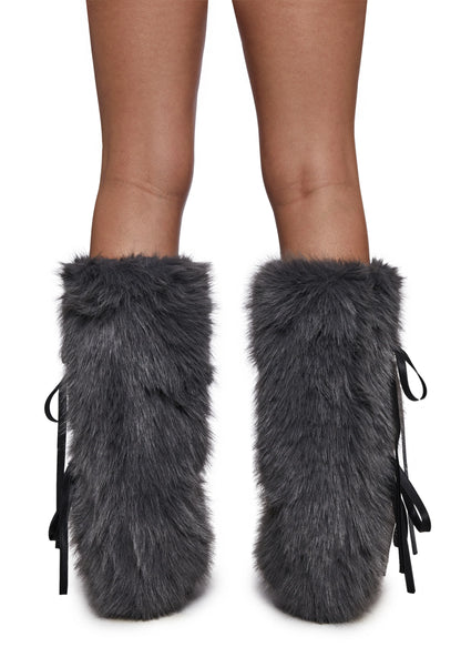 GREY BOWS Leg Warmers