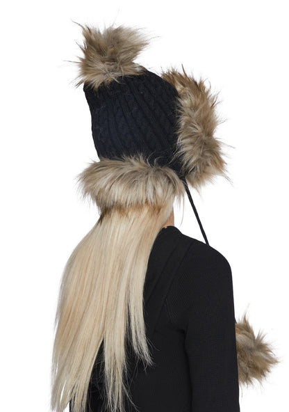 BUBBLE POP LUXE POM HAT – BLACK