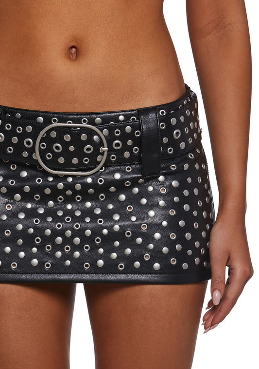 NIGHT RIOT STUDDED MICRO MINI SKIRT