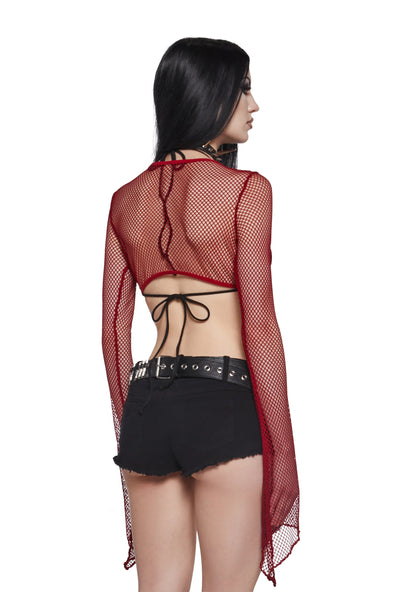 Glamour Fishnet Shrug – Red
