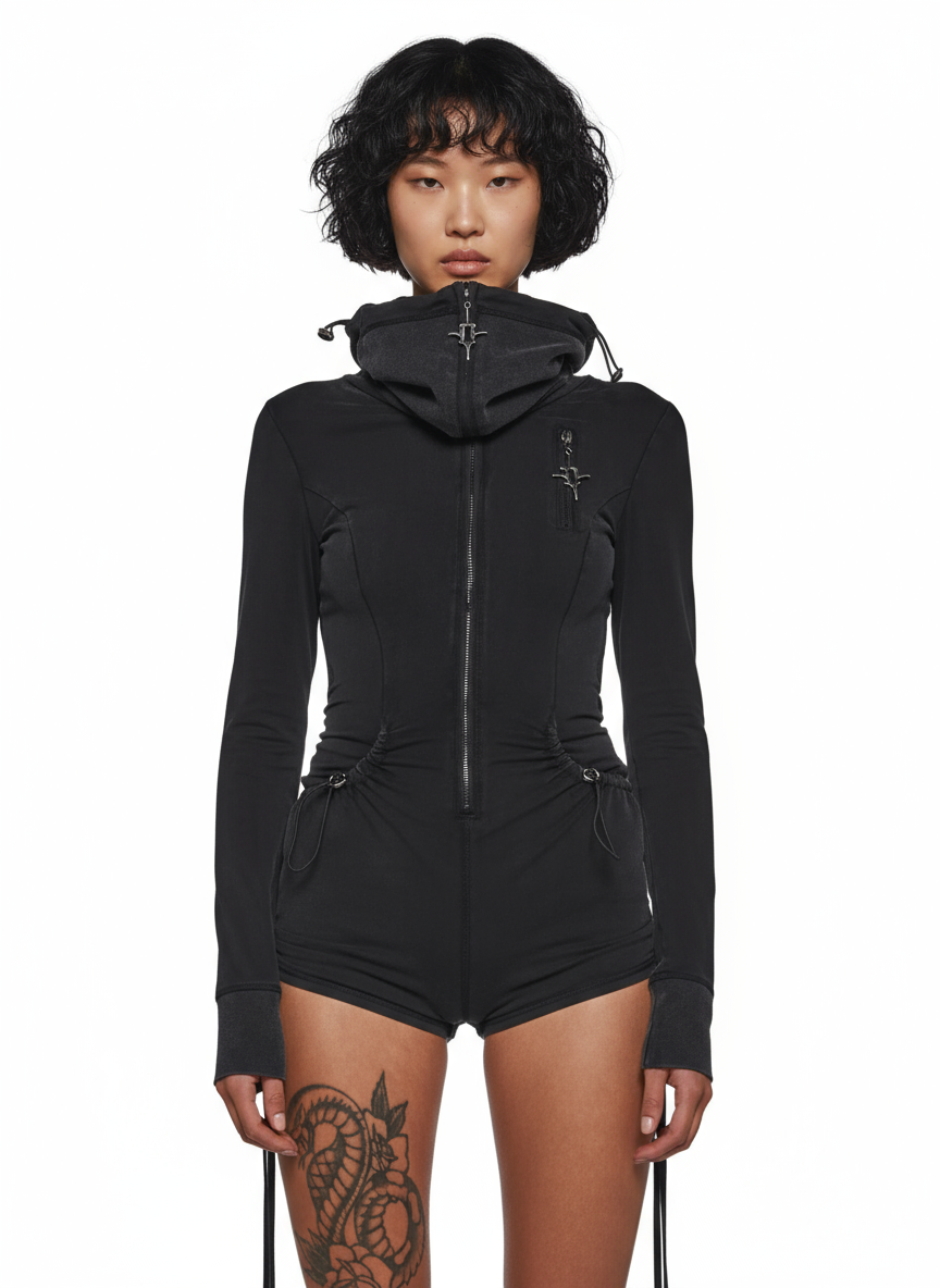 Eclipse Mask Hood Utility Black Romper