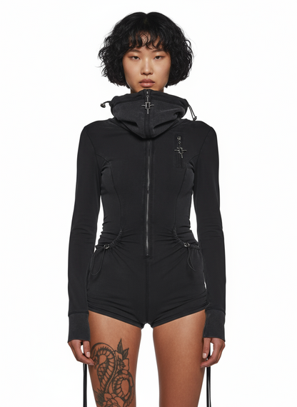 Eclipse Mask Hood Utility Black Romper