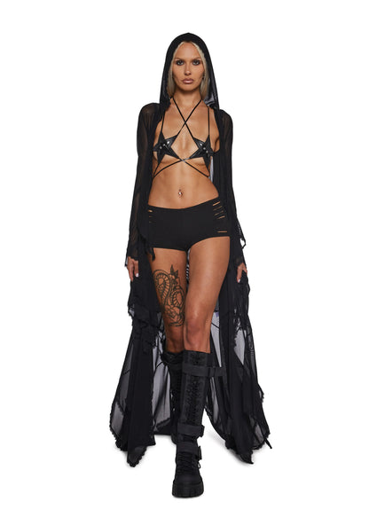 Lace Veil Duster — Black