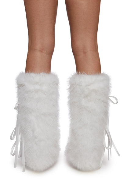 WHITE BOWS Leg Warmers