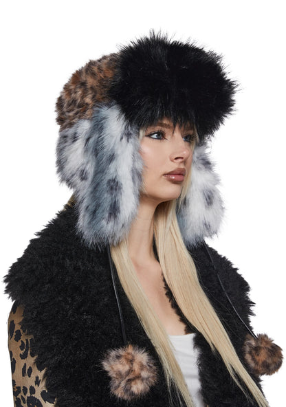 POM POMS Faux Fur Bucket Hat — Multi