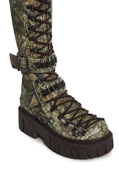 COMBAT KNEE HIGH BOOTS - FOREST