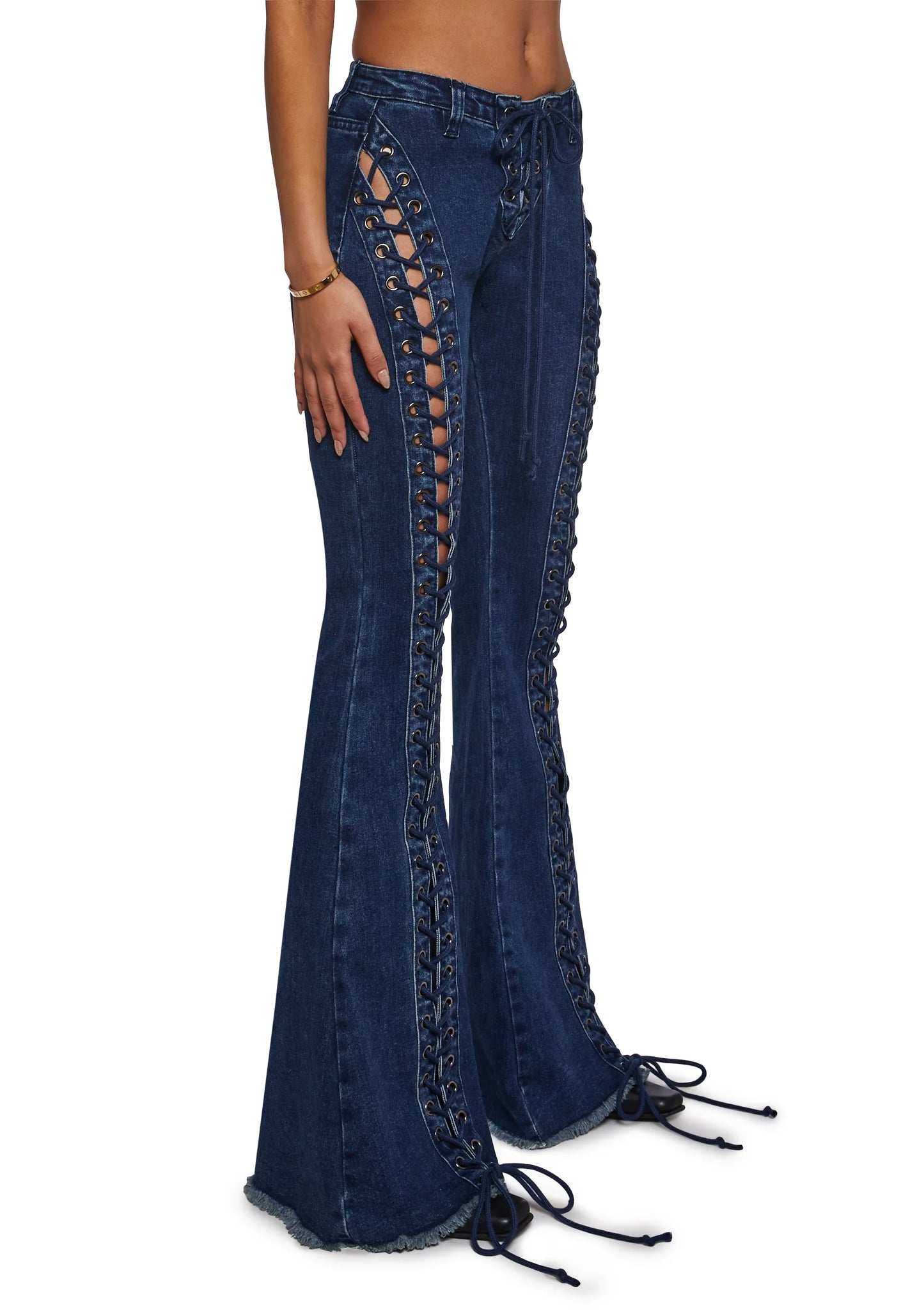 SHADOW Denim Lace-Up Flares