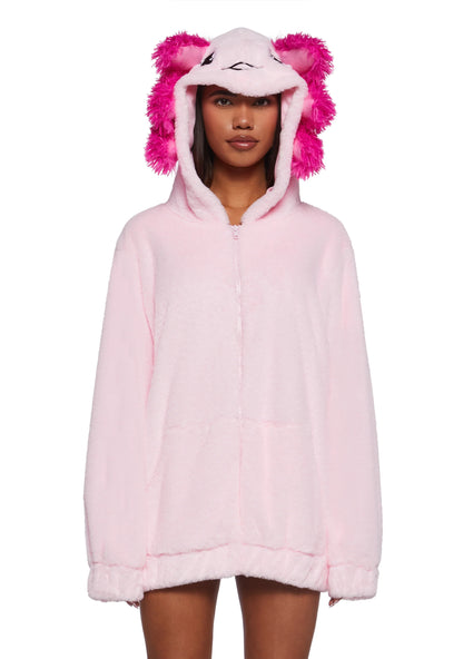 AXOLOTL DREAM FAUX FUR HOODIE