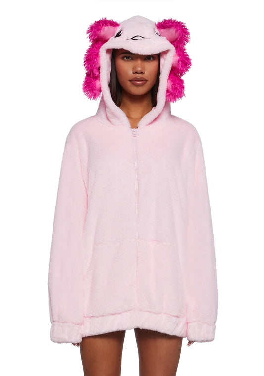 AXOLOTL DREAM FAUX FUR HOODIE