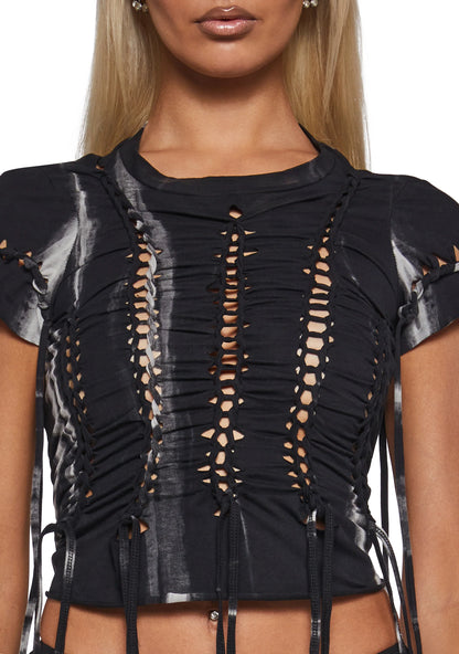 Visions Tie-Dye Crop Top – Black Acid