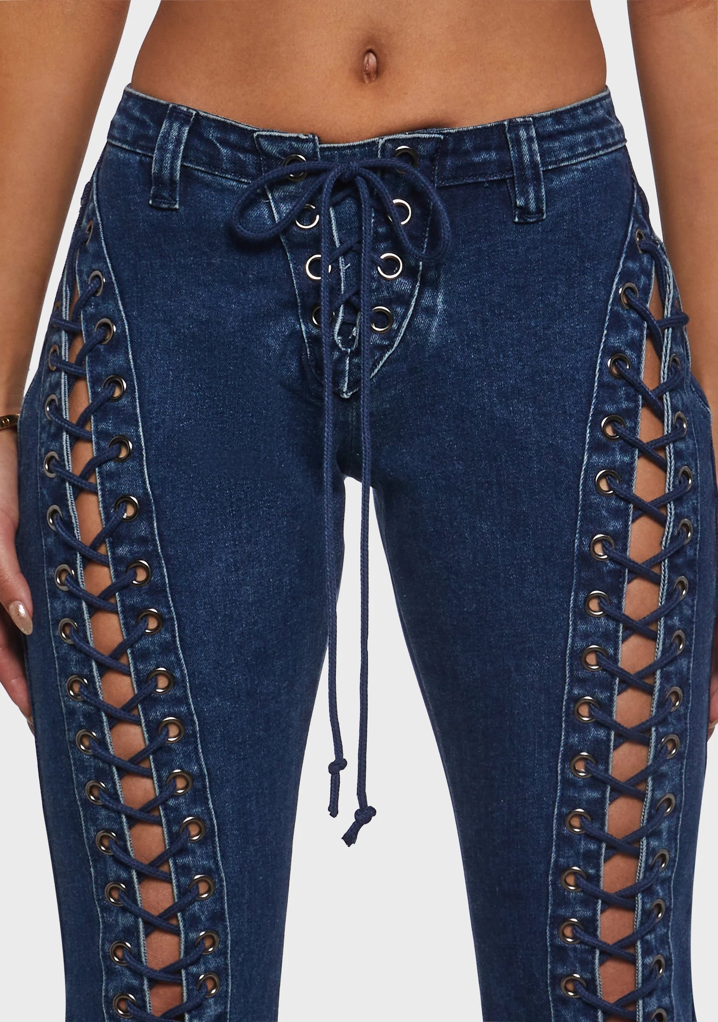 SHADOW Denim Lace-Up Flares