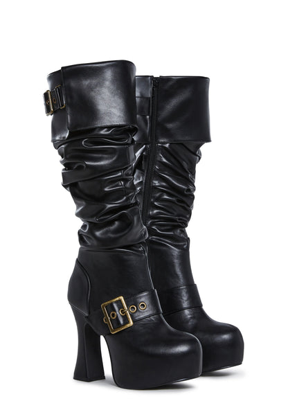 SAND SPELL Slouchy Boots - Black