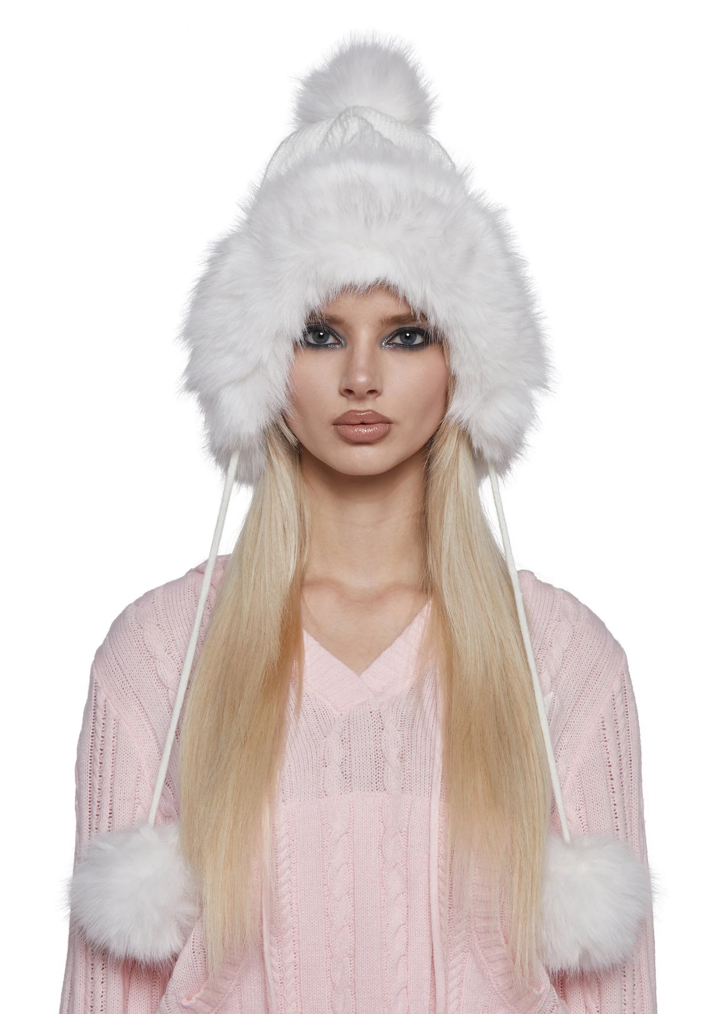 BUBBLE POP LUXE POM HAT – WHITE
