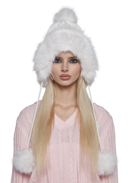 BUBBLE POP LUXE POM HAT – WHITE