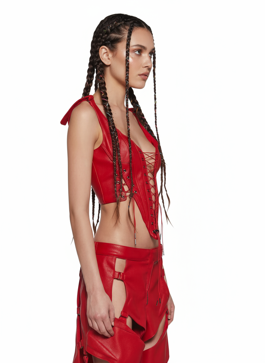 Vanta Moto Cut-Out Armor Pants — Red