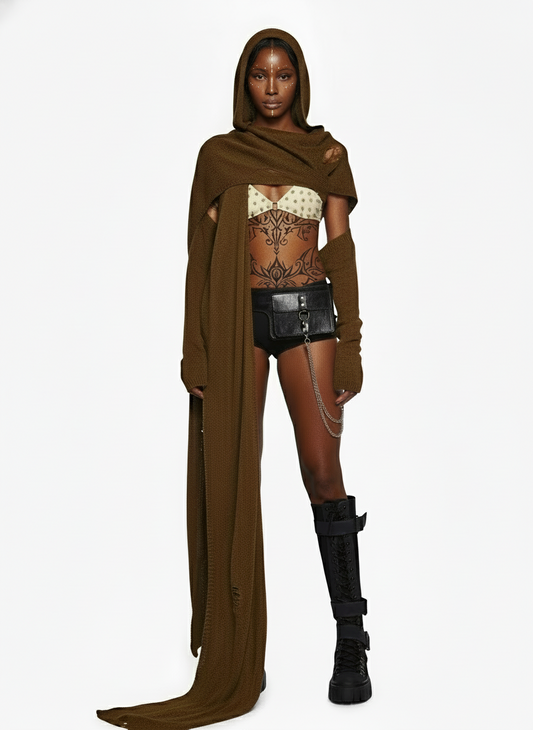 UNISEX Hooded Scarf Wrap Crop Top