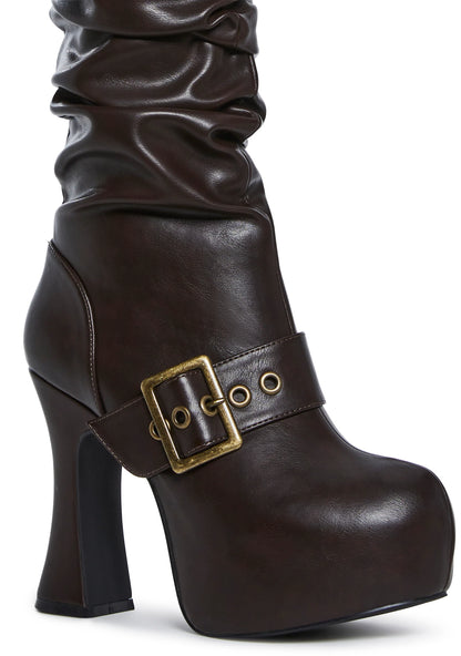 SAND SPELL Slouchy Boots - Brown