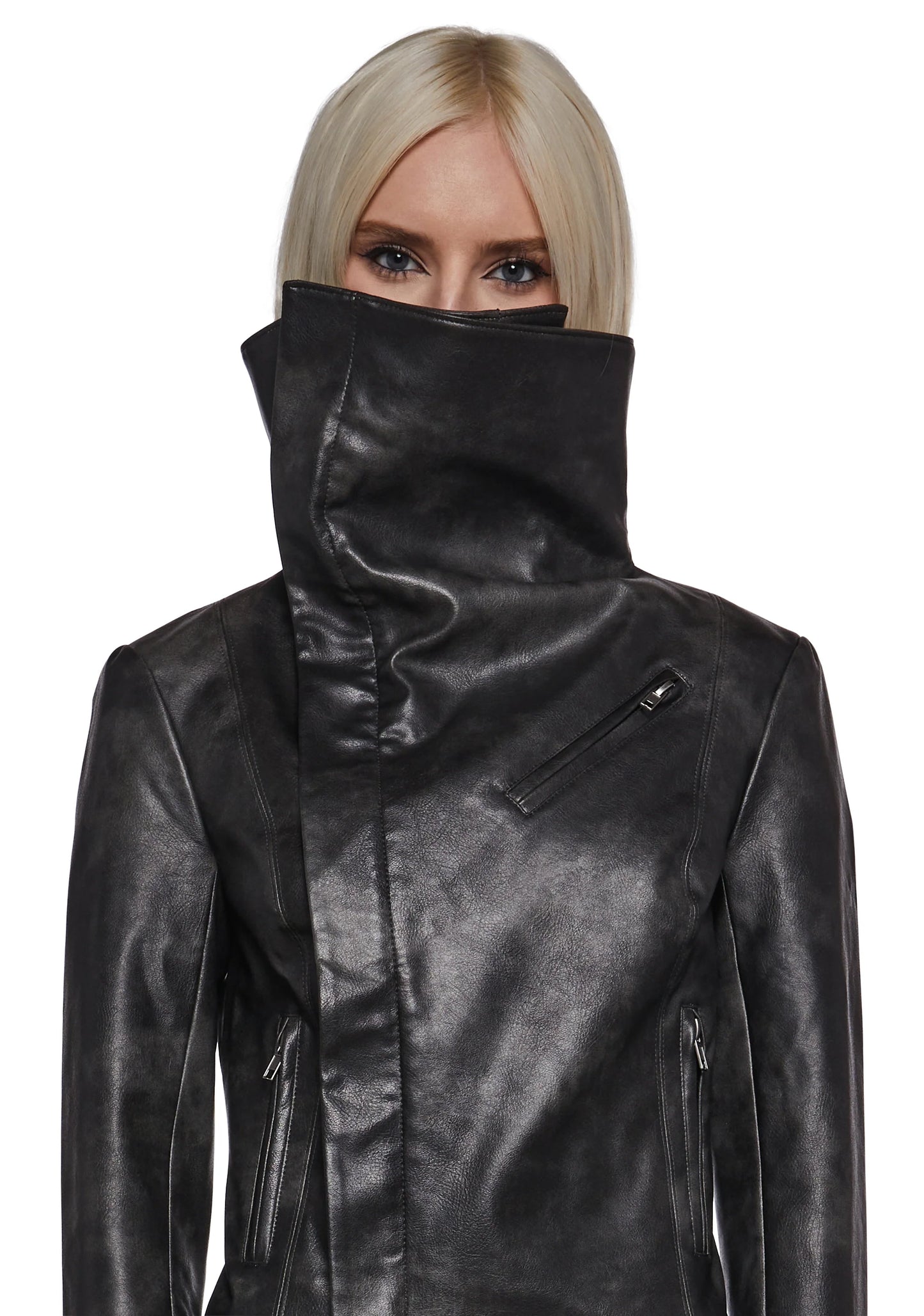 PIRIN Asymmetrical Vegan Leather Jacket