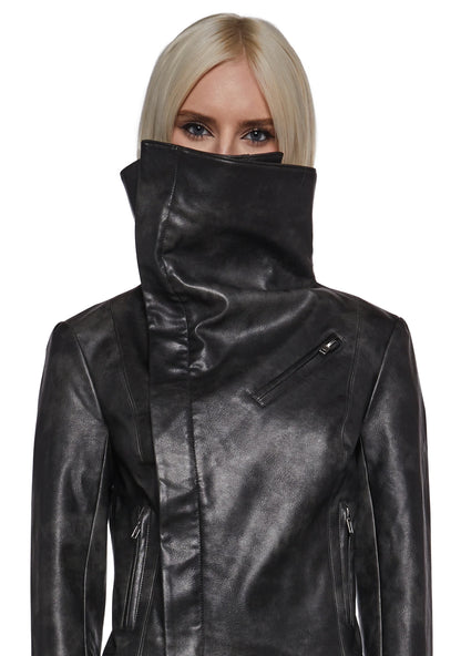 PIRIN Asymmetrical Vegan Leather Jacket