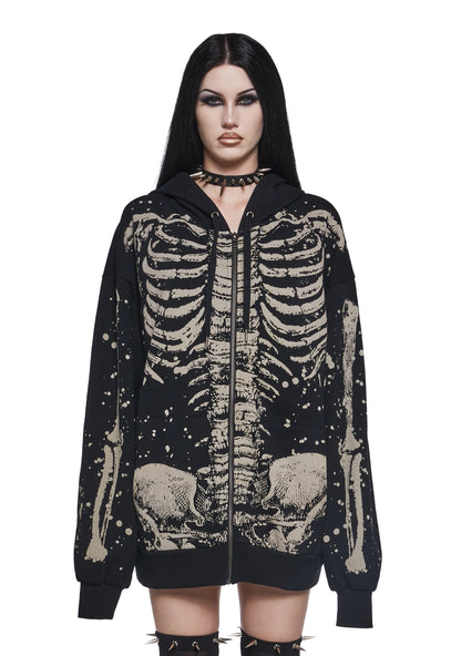 Skeleton Stories Oversized Zip Hoodie