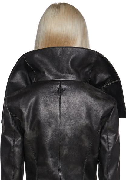 PIRIN Asymmetrical Vegan Leather Jacket
