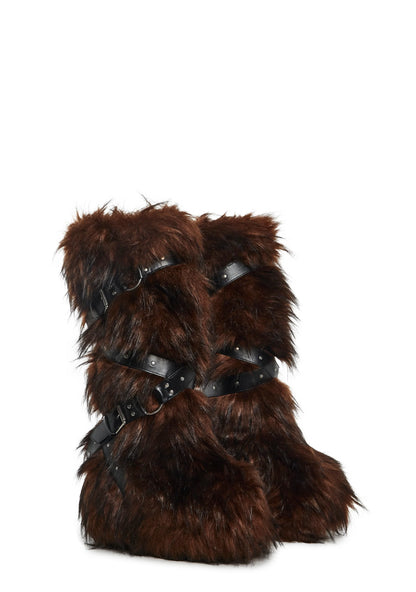 Brown High Faux Fur Boots