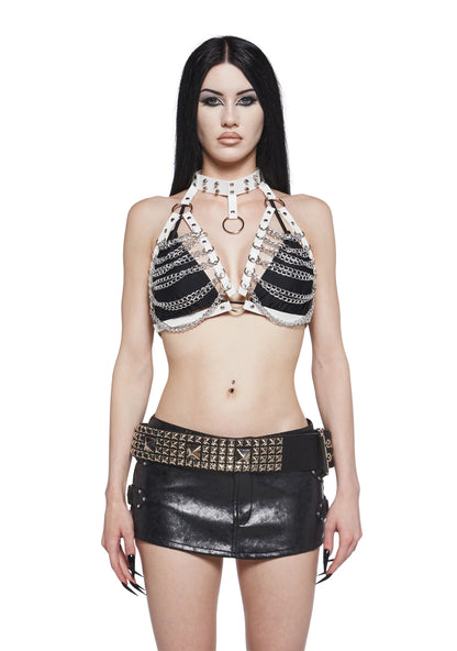 Chain Harness Choker – White