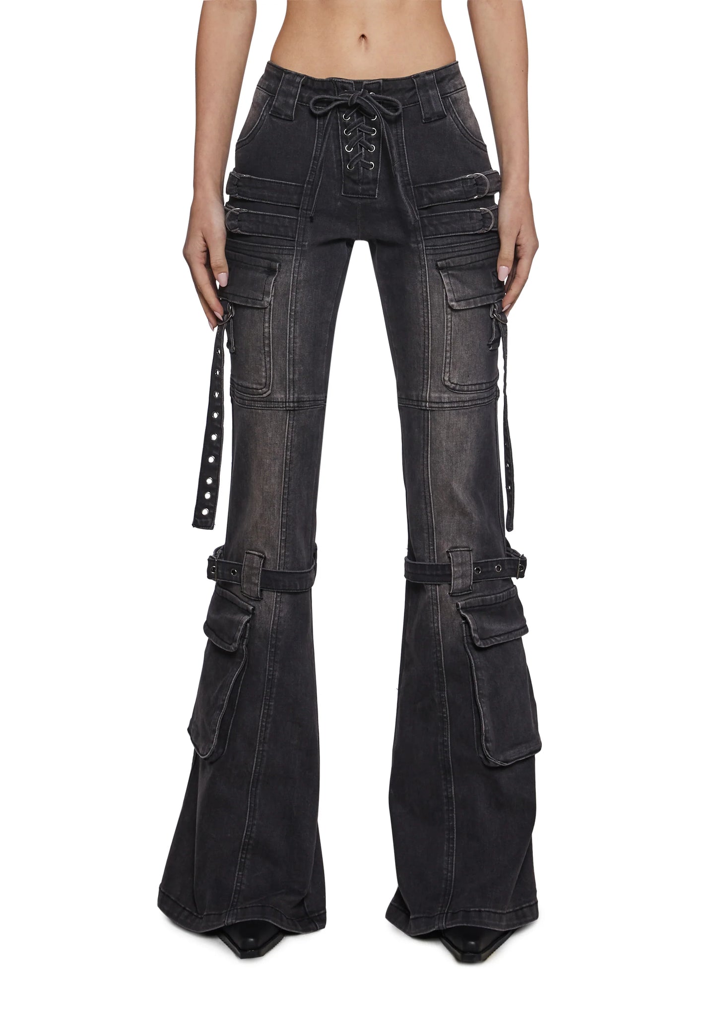 REBEL ASCENT CARGO FITTED JEANS – BLACK