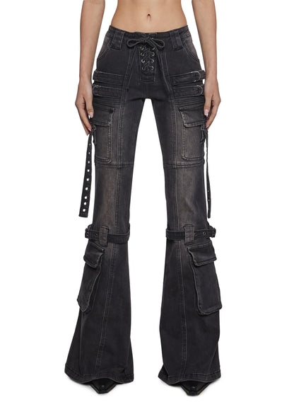 REBEL ASCENT CARGO FITTED JEANS – BLACK